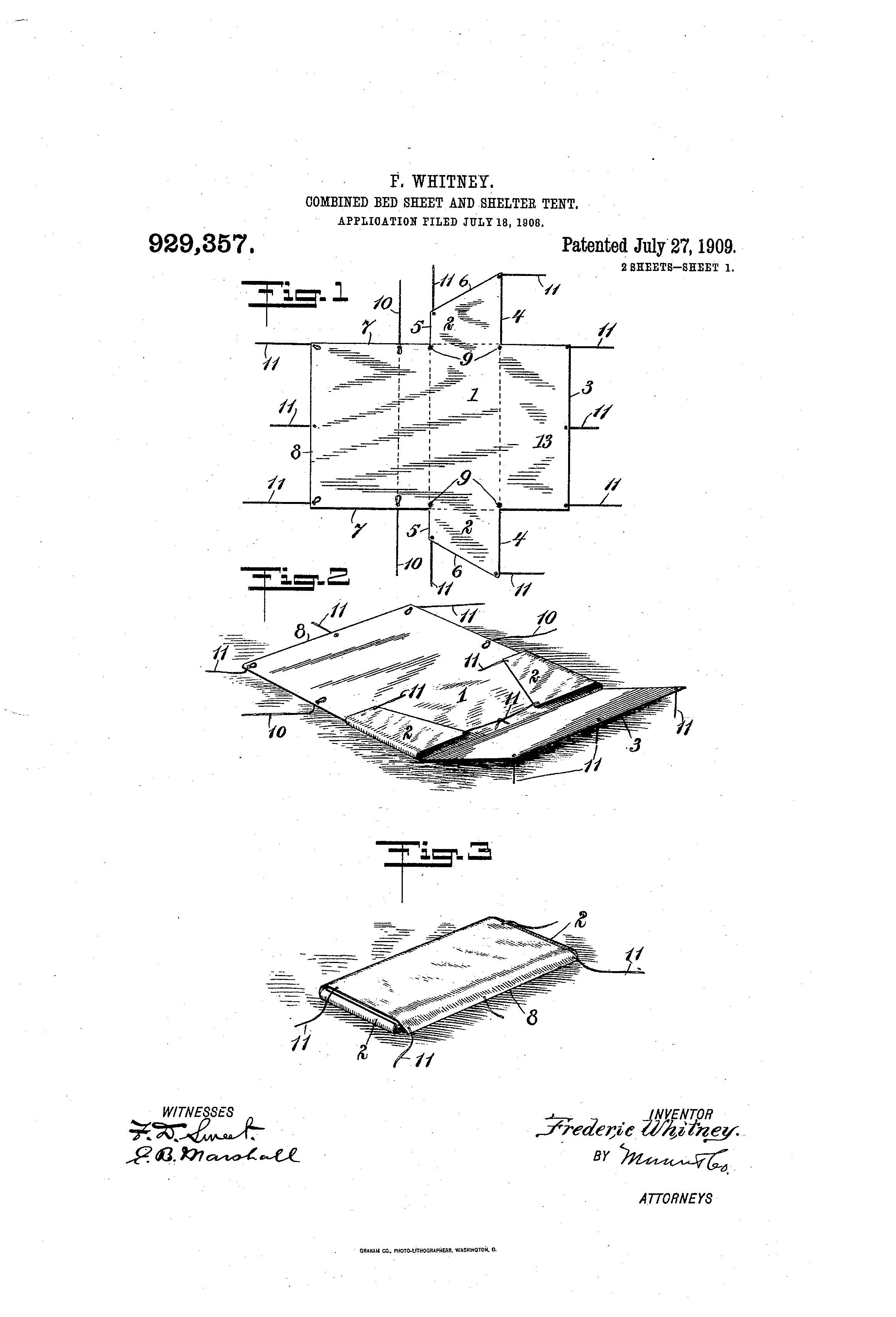 Patent-Illustration-Combined-Bed-Sheet-and-Shelter-Tent_Page_1