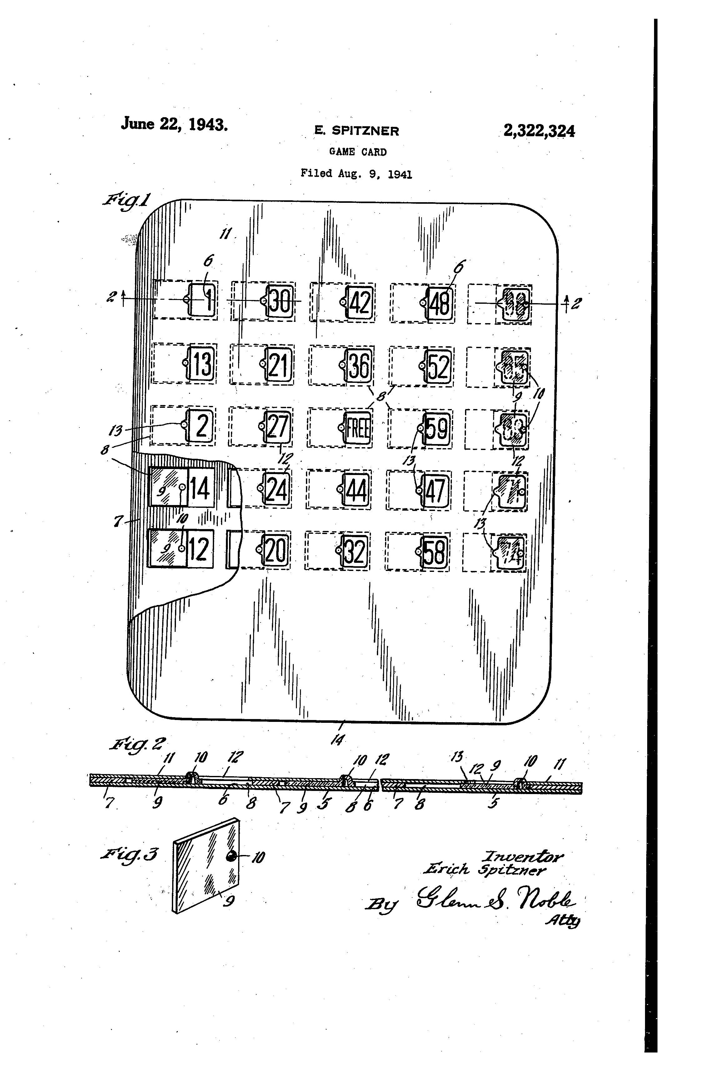 Game Card BINGO Patent